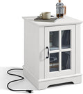 LINSY HOME End Table with Charging Station, Modern Side Table with Storage by LINSYHOME