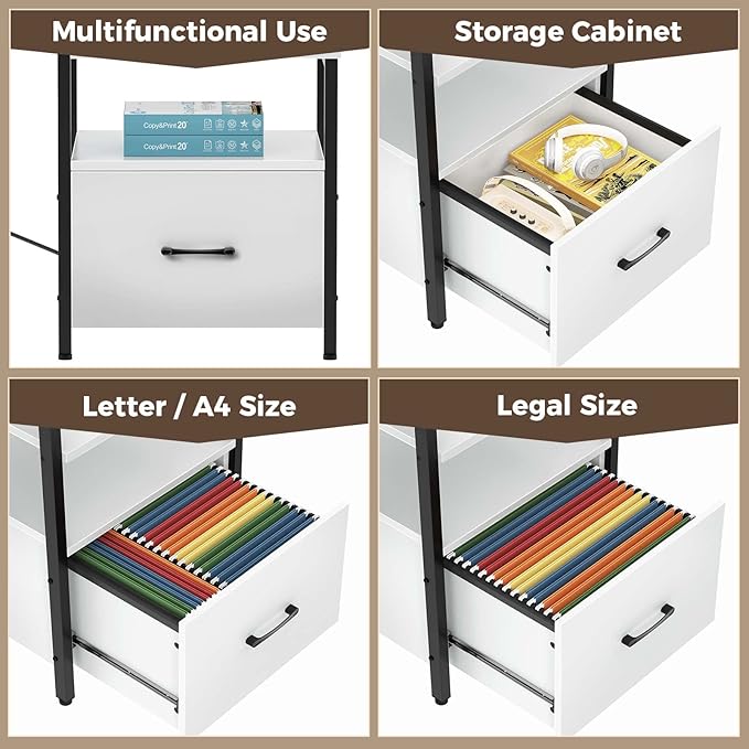 Rolanstar Computer Desk with File Drawer, L Shaped Computer Corner Desk with - Image 6