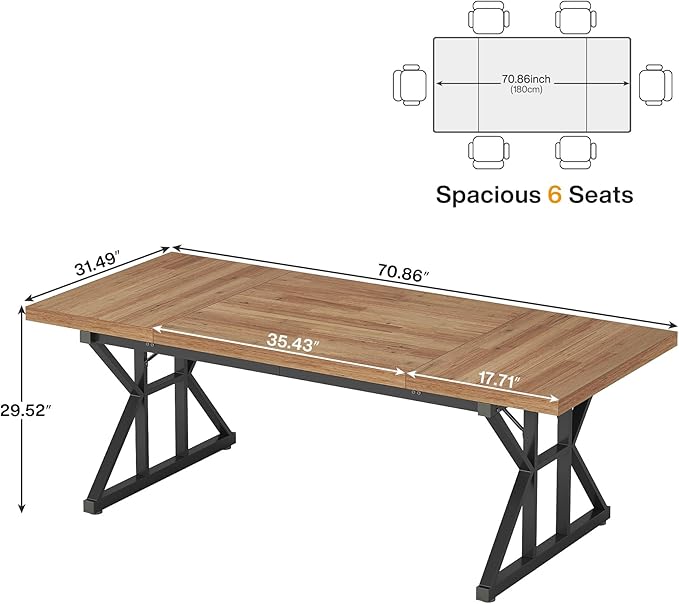 Tribesigns 70.8-Inch Executive Desk, Large Computer Office Desk Workstation - Image 2
