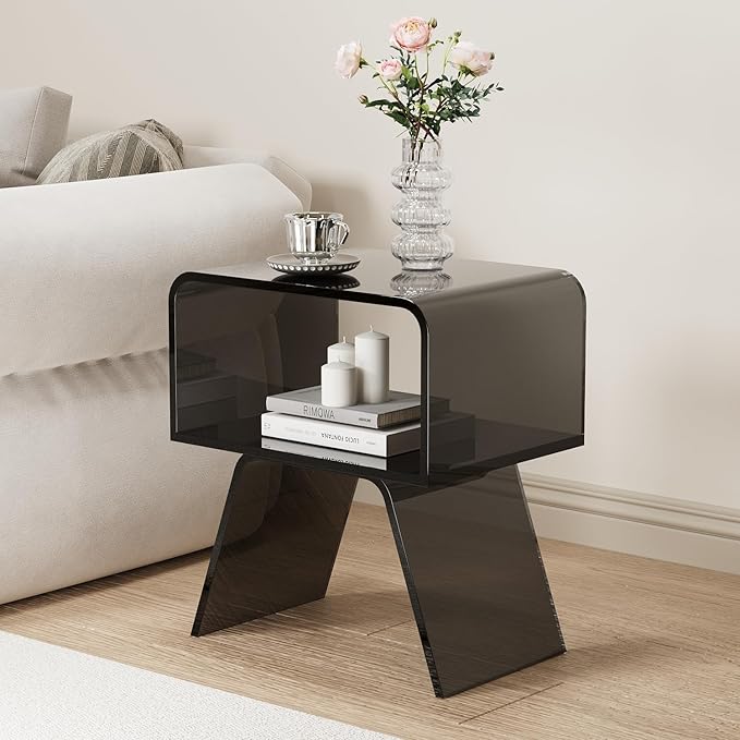 Acrylic Nightstand Side Table Modern nightstand Clear Home Decor Display End - Image 2