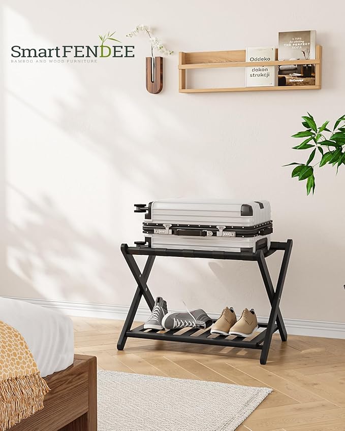 Fully Assembled Black Luggage Rack, Suitcase Stand - Image 6