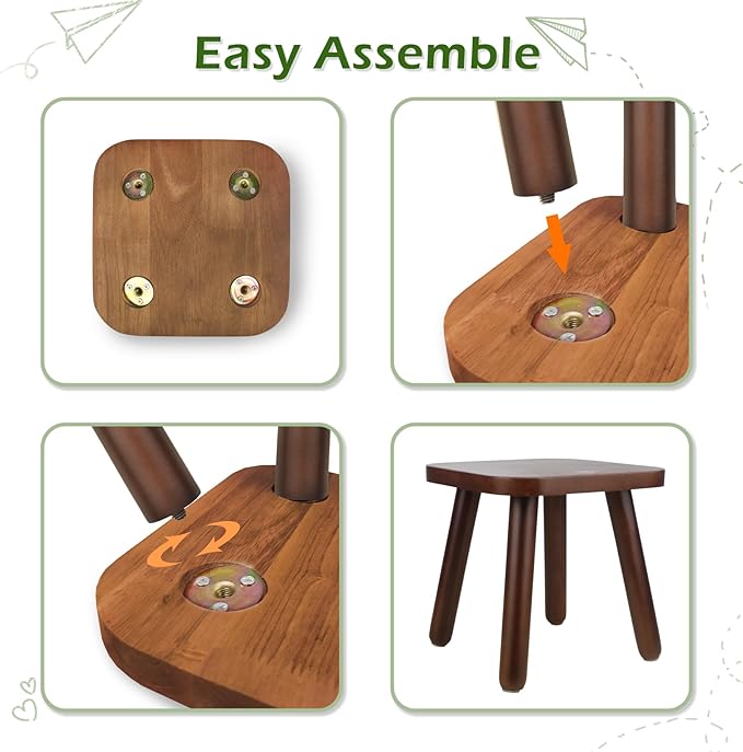 BEE&OAK Wooden Step Stools for Adults, Solid Rubber Wood Non-Slip Step Foot - Image 5
