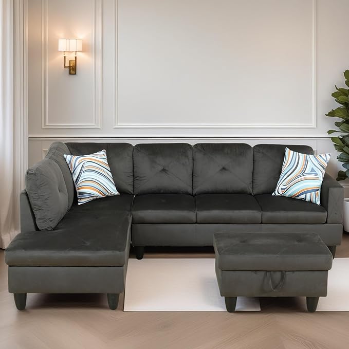L Shaped Sectional Couch Sofa, Modern Couches by FONTOI