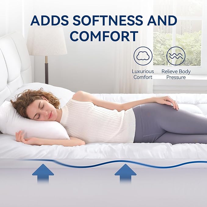 BDEUS Dual Layer 5 Inch Memory Foam Mattress Topper King Size, 2 Inch Gel - Image 3