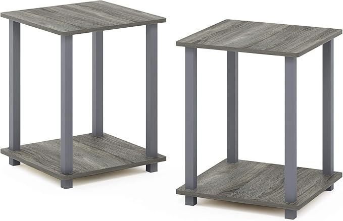 Furinno Simplistic Set of 2 End Table, French Oak Grey/Grey - Image 7