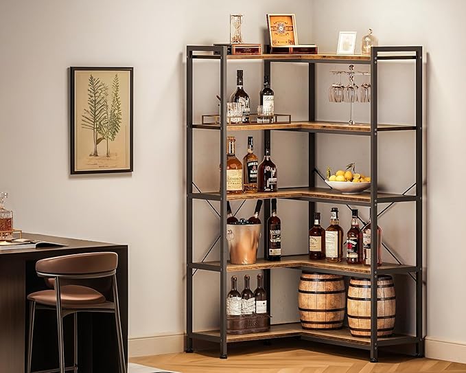 Casaottima Corner Bookshelf 5 Tier, 57 Inches Reversible Book Shelf - Image 7