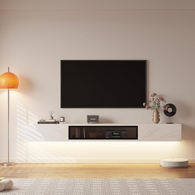 High Gloss Floating TV Stand, Under TV Floating Shelf, Floating TV Cabinet - Image 2