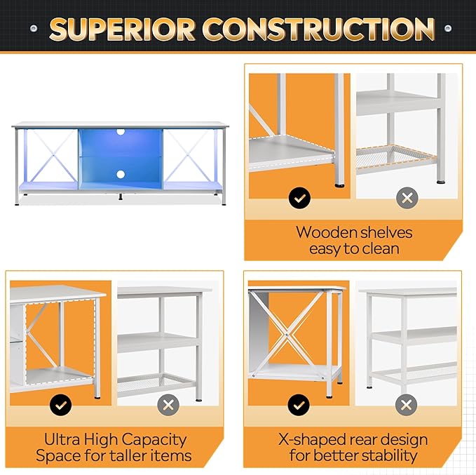 WLIVE TV Stand up to 65 Inch TV, Industrial TV Console - Image 6