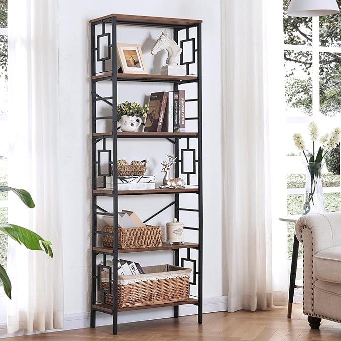HOMISSUE Bookcase, 6-Tier Tall Bookshelf Metal Bookcase and Bookshelves - Image 4
