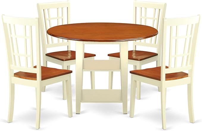 East West Furniture SUNI5-BMK-W 5 Piece Modern Dining Table Set Includes a by EastWestFurniture