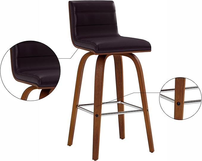 Armen Living Vienna 26" Swivel Counter Stool in Walnut Wood Finish - Image 12