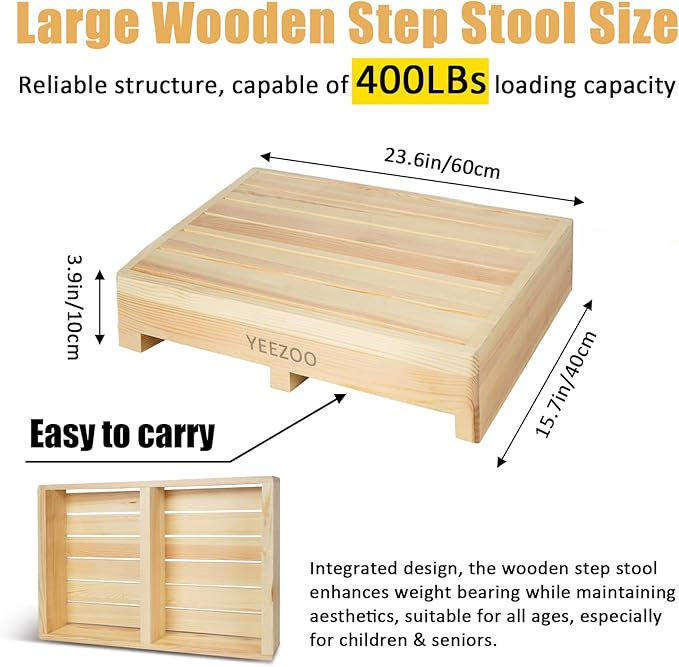 Wooden one Step Stool- Solid Pine Wood Step Riser - Image 2