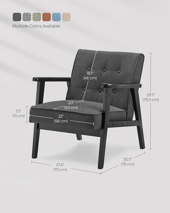 SONGMICS Accent Leisure Chair, Mid-Century Modern Arm Chair - Image 3