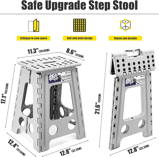Delxo Folding Step Stool 17.5 Inch, Heavy Duty Step Stools - Image 3
