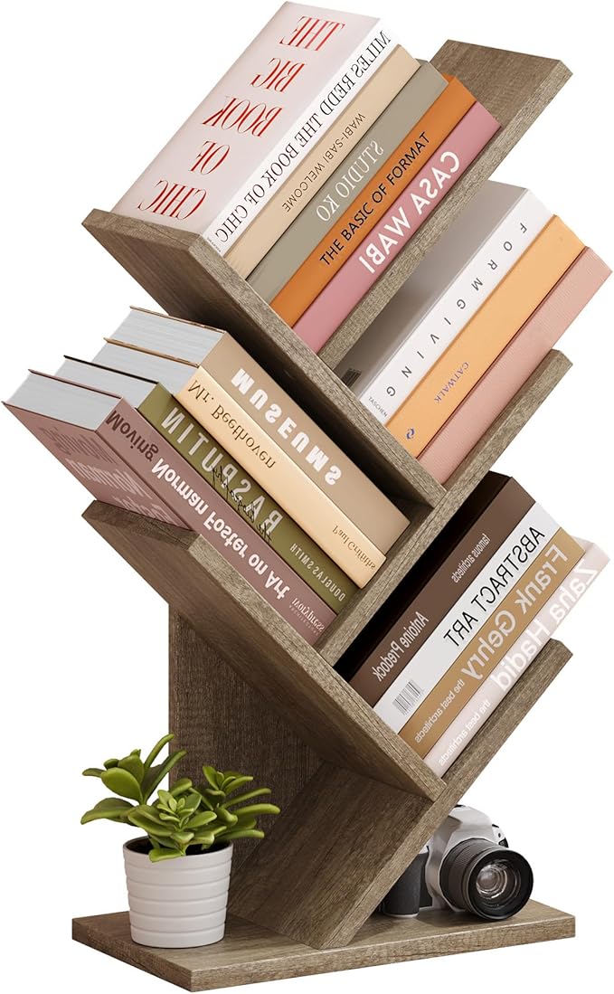 Hoctieon 4 Tier Tree Bookshelf, 4 Shelf Bookcase, Modern Book Storage, Free by Hoctieon