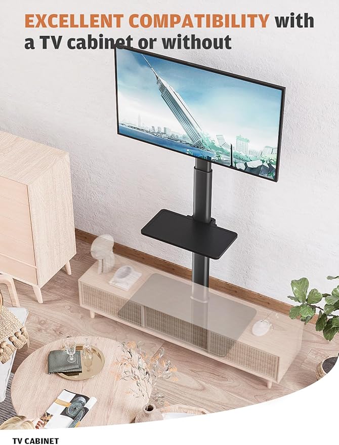 Universal Floor TV Stand with Mount 80 Degree Swivel Height Adjustable and - Image 8