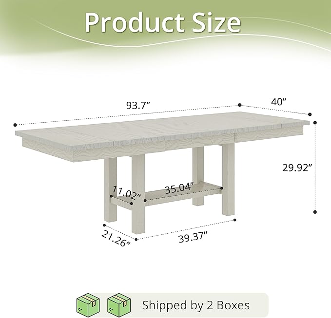 Solid Wood Extendable Farmhouse Dining Table - Image 3