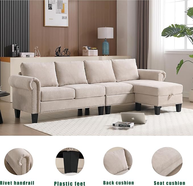 Ball & Cast 106" Convertible Sectional Sofa - Image 6