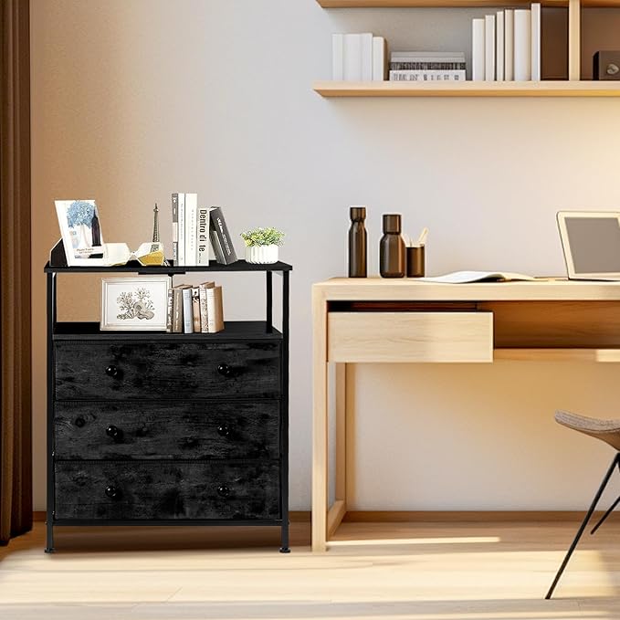 3 Drawers Dresser with Charging Station, 24 Inch Wide LED Night Stand with - Image 8
