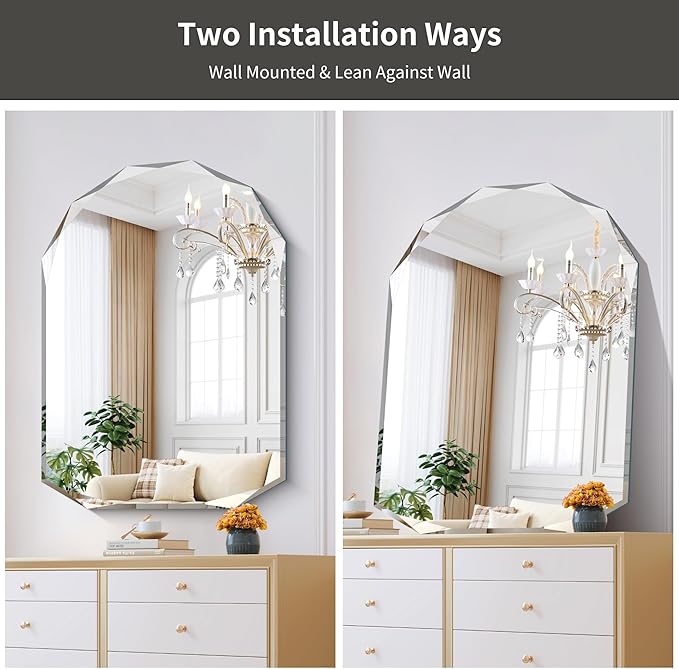 KOCUUY 30"x40" Frameless Mirror, Arched Shape - Image 4