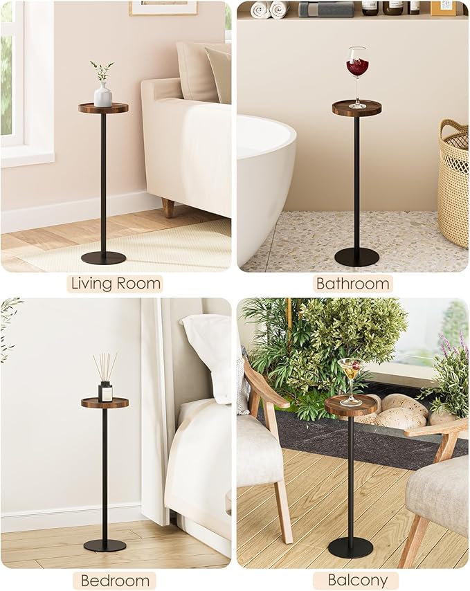 Drink Table, Small Pedestal Side Table, Round Cocktail Table, Circle Accent End - Image 9