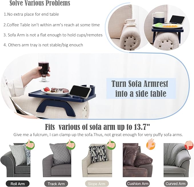 Nnewvante Couch Cup Holder, 3 in 1 Large 15.36""x9.85"" Bamboo Sofa Arm Clip on - Image 4