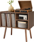 Record Player Stand with Vinyl Storage, Wooden Record Player Table with 5 by Montex