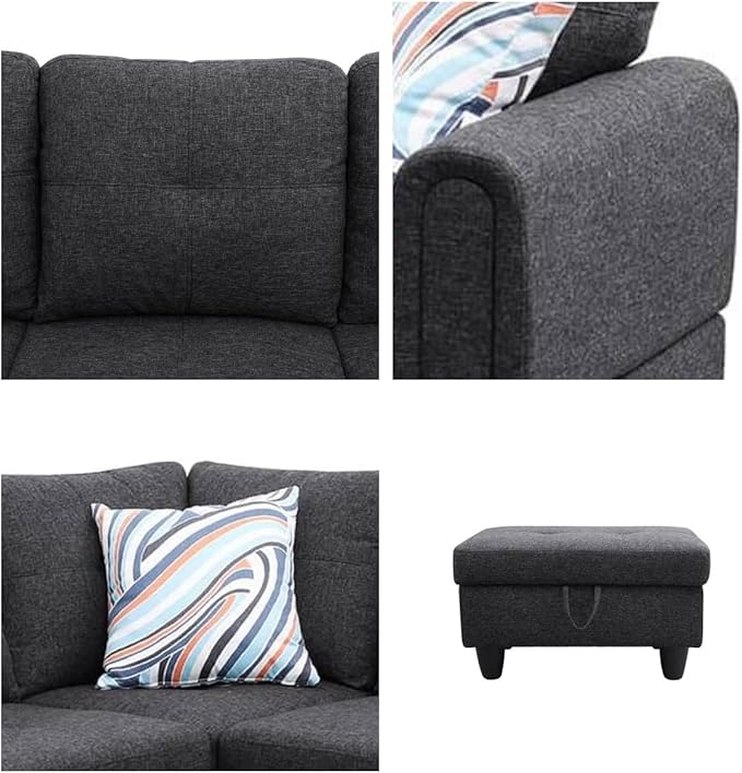 NAYSAYE Sectional Couch with Ottoman Storage, L Shaped Couch Sofa Furniture Sets - Image 5