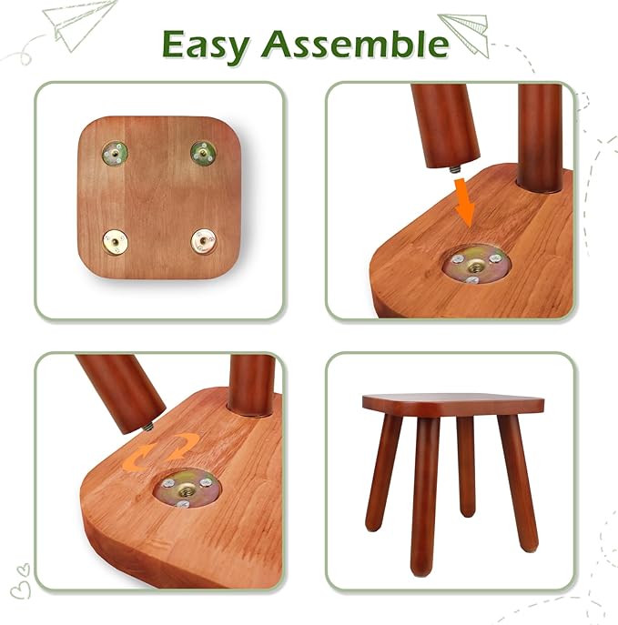 BEE&OAK Wooden Step Stools for Adults, Solid Rubber Wood Non-Slip Step Foot - Image 5