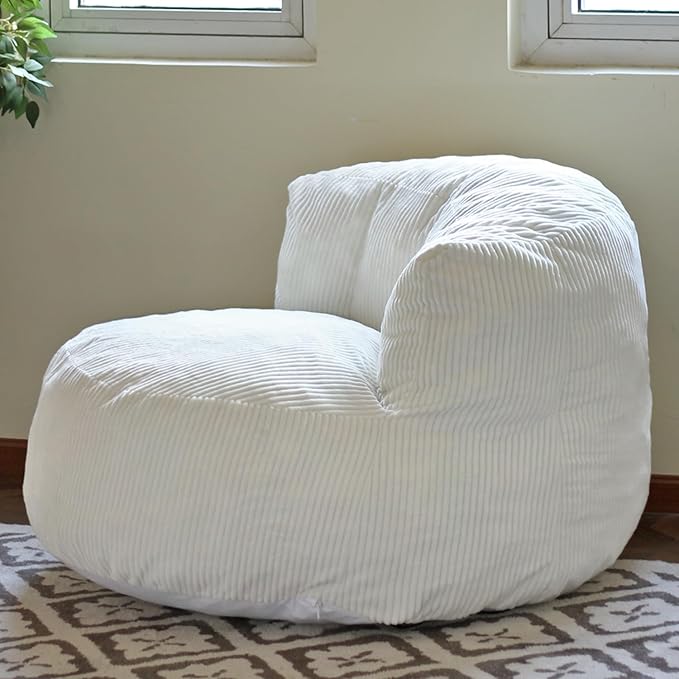 N&V Large Crescent Bean Bag Chair, Adult Size Bean Bag Sack, Foam Filling by NV