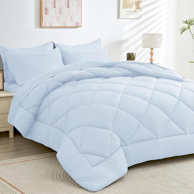 HEVUMYI Light Blue Twin-XL Comforter Set by HEVUMYI