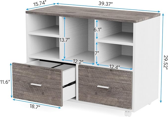 Tribesigns 2-Drawer Wood File Cabinet, Mobile Lateral Filing Cabinet - Image 2