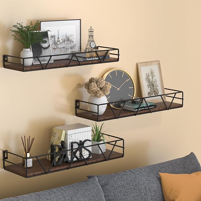 Floating Shelves Set of 3, Home Wood Wall Shelf, Farmhouse Shelf - Image 2