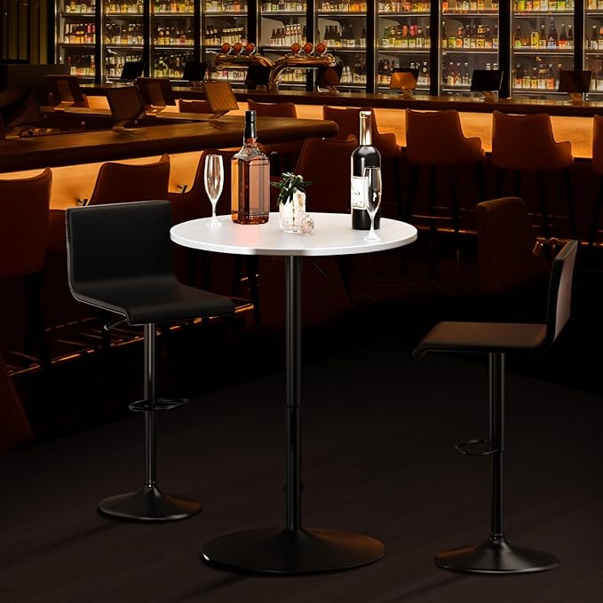 Athena Collection Modern Bar Table Round Top Height Adjustable, Tall Bistro Pub - Image 2