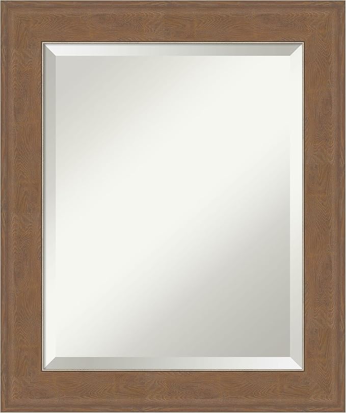 Amanti Art Brown Wall Mirror 25x21 Alta Medium Brown Rectangle Bathroom Mirror by AmantiArt