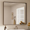 Keonjinn 42 x 36 Inch Brushed Bronze Bathroom Mirror, Rectangle Framed Vanity by Keonjinn