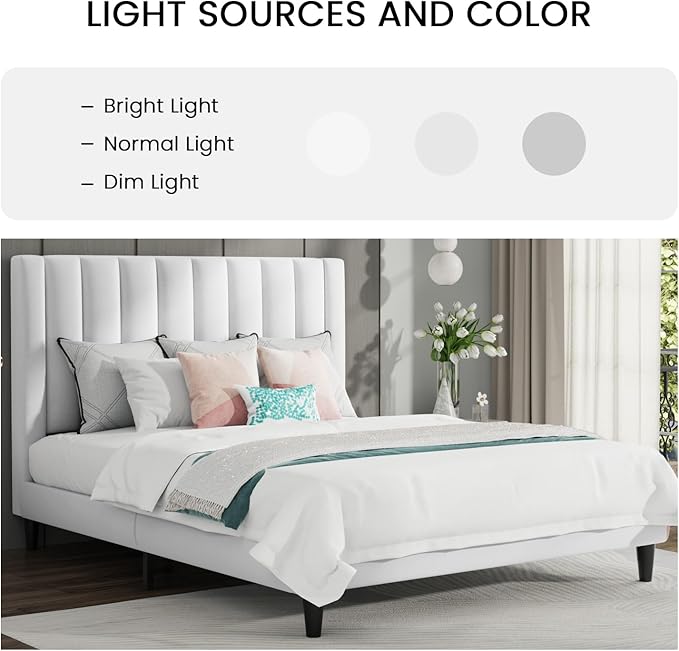 SHA CERLIN King Bed Frame/Velvet Upholstered Platform Bed Frame - Image 4