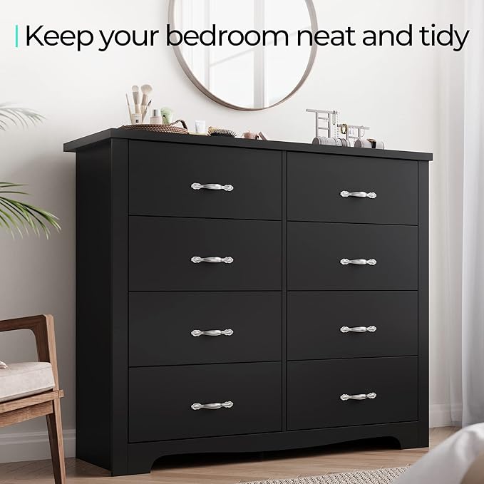 LINSY HOME 8 Drawer Double Dresser, Modern Dresser Chest - Image 7