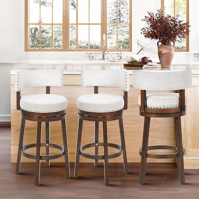 COLAMY Swivel Bar Stools Set of 3, Swivel Counter Height Barstools - Image 3