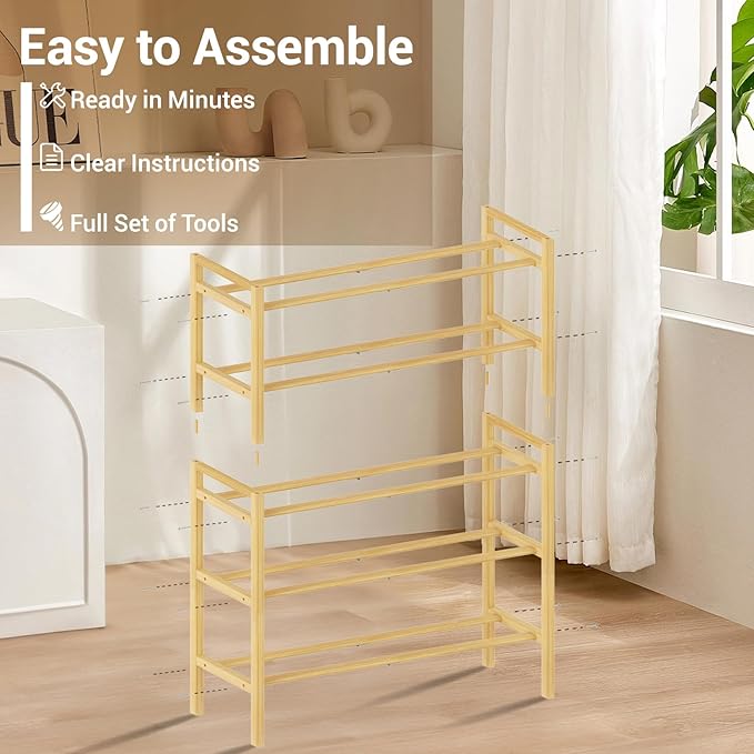 Haddockway Bamboo Shoe Rack for Closet, Free Standing Shoe Organizer - Image 4