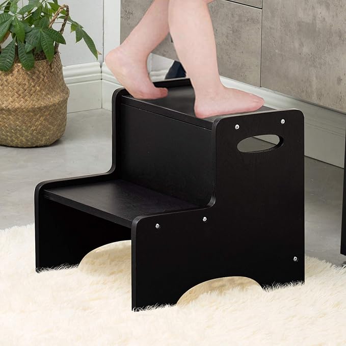 WOOD CITY Step Stool for Kids, Wooden Toddler Step Stool by WOODCITY