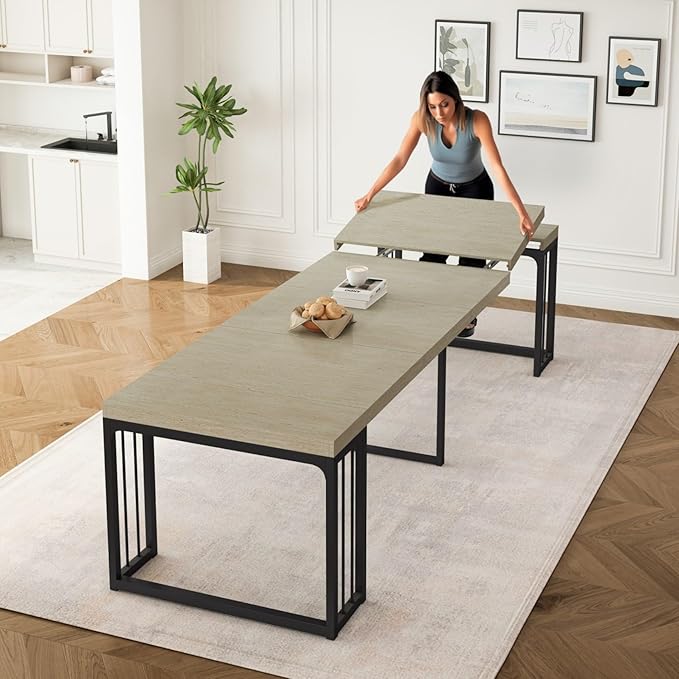 KEIKI 23.62" - 118" L Extendable Foldable Dining Room Table - Image 2