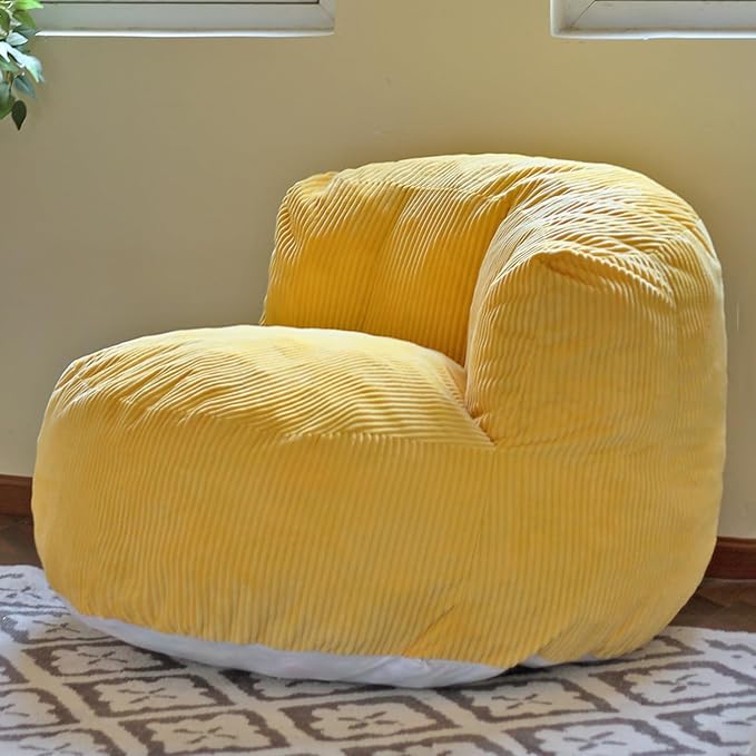 N&V Large Crescent Bean Bag Chair, Adult Size Bean Bag Sack, Foam Filling by NV