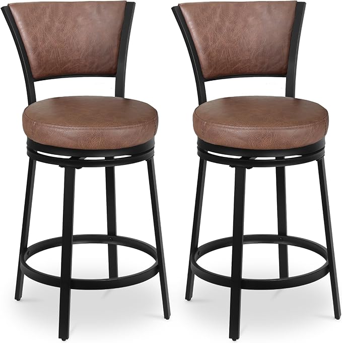 Bar Stools, Counter Height Barstools Set of 2, Modern Upholstered Counter Stools by FLYZC