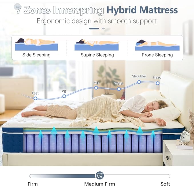 King Size Mattress, 12 Inch Hybrid King Mattress in a Box, Gel Memory Foam and - Image 4