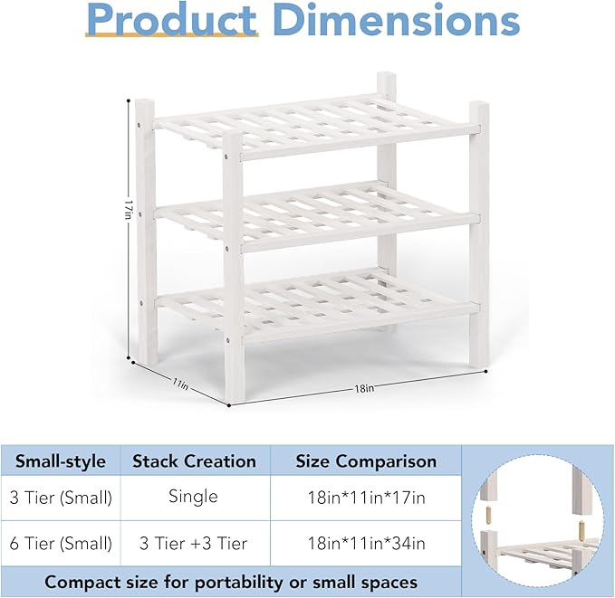 Haddockway small 3 Tier Bamboo Shoe Rack Storage Organizer, Small Space - Image 3