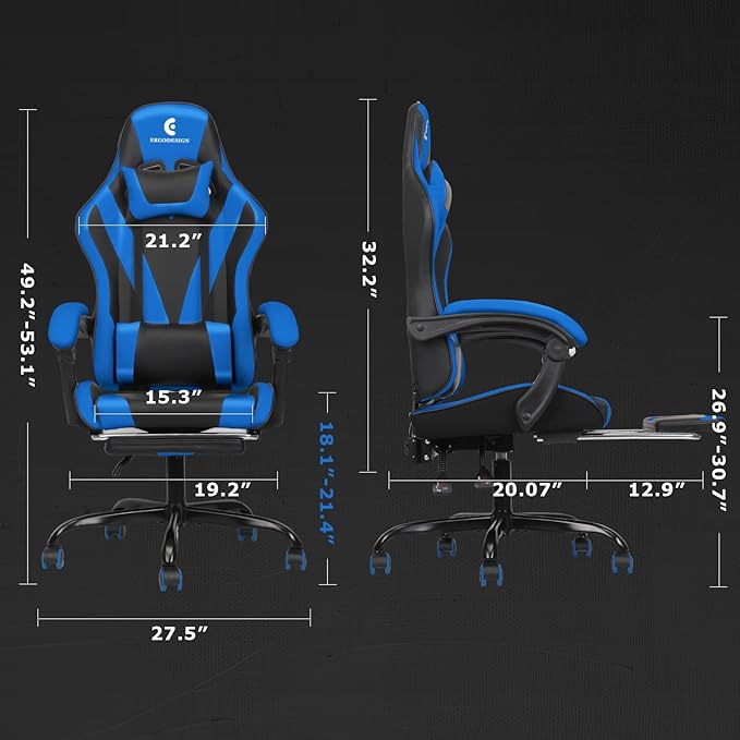 Gaming Chair with Linkage Armrest & Footrest, High Back Video Gaming Chair - Image 3