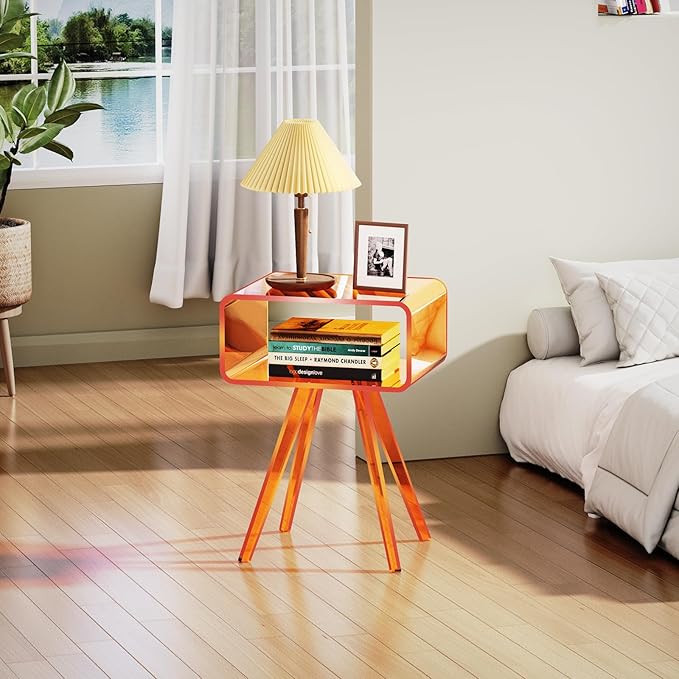 Acrylic Side Table, Acrylic Nightstand Bedside Table - Image 6