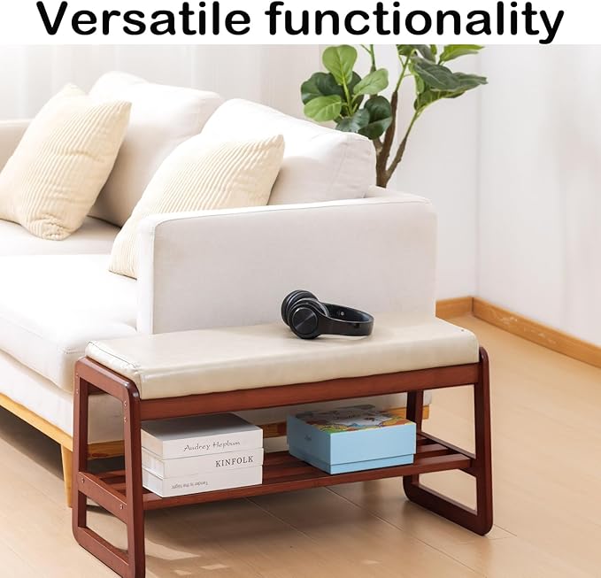 Shoe Rack Bench, Solid Wood Entryway Bench, Shoe Storage - Image 5