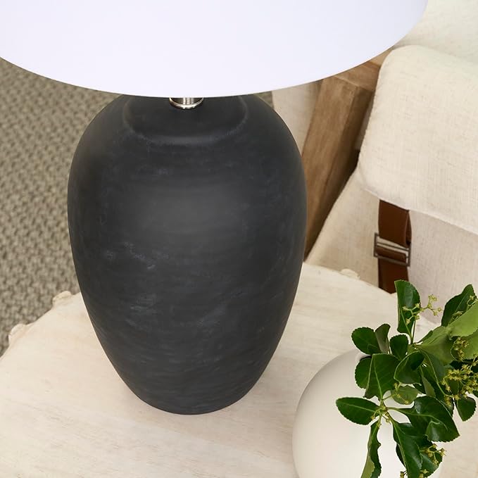 Nourison Home 23" Black Vintage Distressed Ceramic Pot Table Lamp - Image 5
